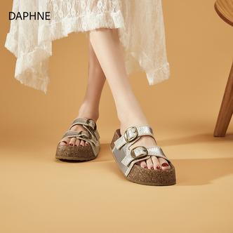 达芙妮厚底增高一字拖凉鞋女款2026新款爆款外穿复古夏季休闲鞋主图