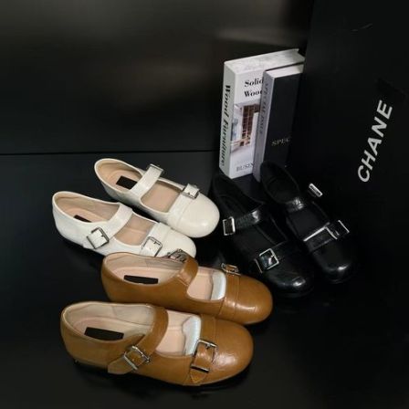 【高智女孩】2026春超软皮圆头扣带粗跟浅口玛丽珍单鞋女7117-78