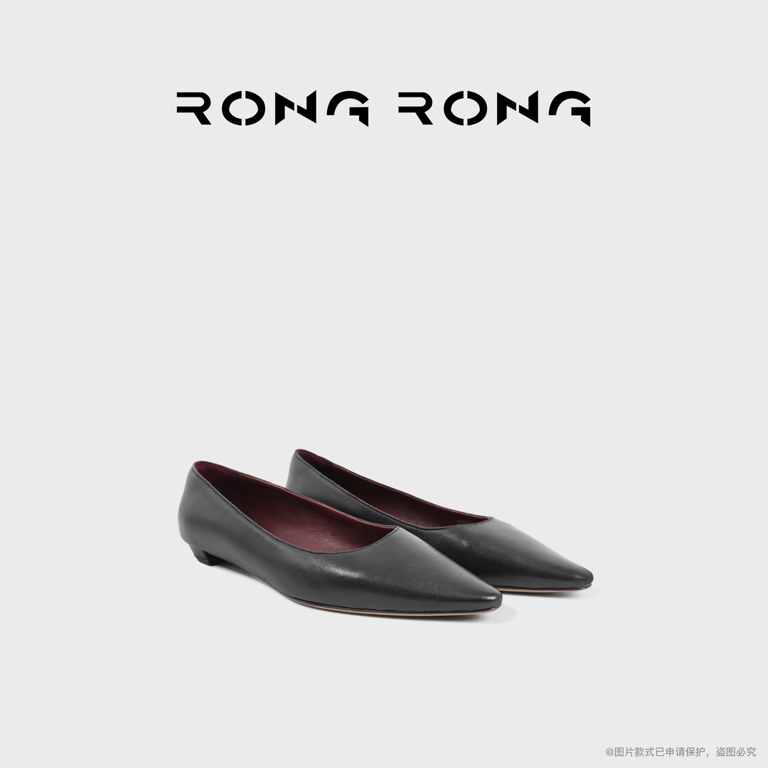 溶溶RONGRONG 优质A级混种羊皮优雅极简风低跟尖头鞋UPBS23523主图