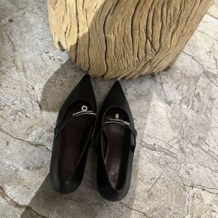 【HAV】  新款时髦气质尖头金属扣通勤百搭一字带凯丽单鞋