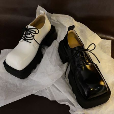 缇麦茵-<6cm>T26867英伦风系带厚底百搭复古时尚休闲方头单鞋