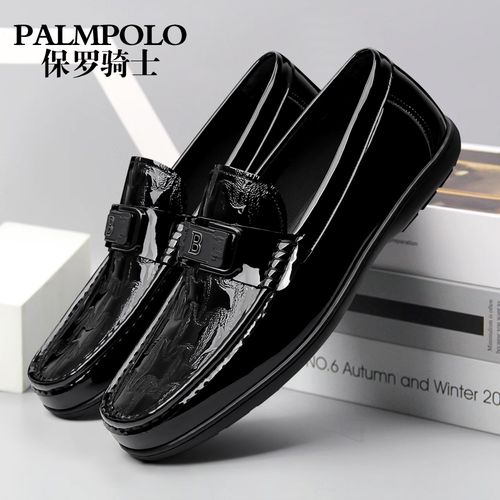 保罗骑士男鞋20026春款软底薄款休闲鞋乐福鞋一脚蹬豆豆鞋压花皮主图