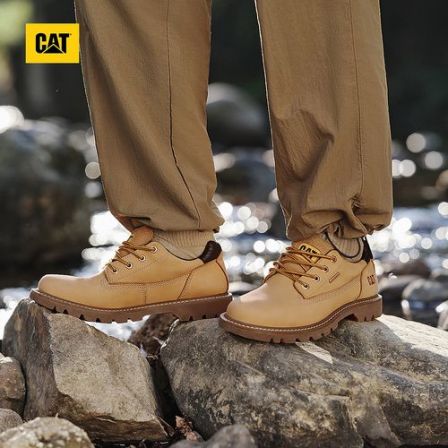 CAT卡特春季男士工装靴复古真皮短靴防水防滑小黄鞋P111542