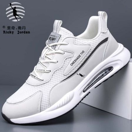 里奇乔丹春季新款透气运动鞋男减震百搭网面黑白休闲跑步鞋子
