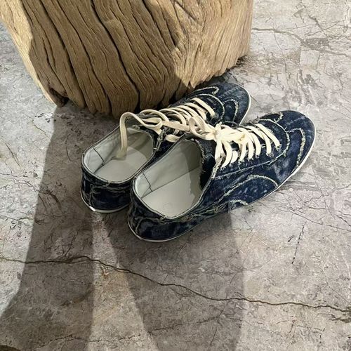 【HAV】  新款时髦百搭圆头系带牛仔毛边休闲德训鞋主图