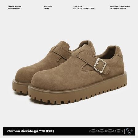 2026冬季新款加绒加厚百搭勃肯鞋男生厚底增高复古小众大头吐司鞋