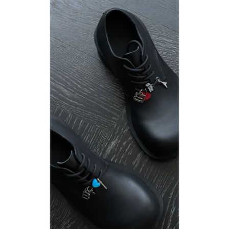 龙叨叨新品高级感挂饰设计款增高大头德比鞋系带休闲百搭男鞋皮鞋