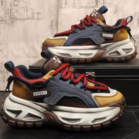 时尚百搭透气厚底做旧擦色脏脏男士老爹鞋复古内增高运动休闲潮鞋