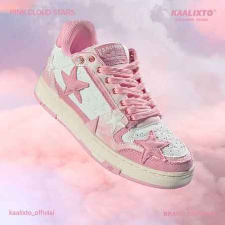 【限时破价 少量补货】Kaalixto星星板鞋粉色牛仔情侣国潮增高时尚