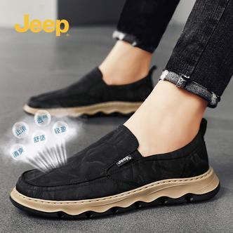 Jeep吉普爸爸布鞋2026新款舒适透气一脚蹬软底耐磨老北京帆布男鞋