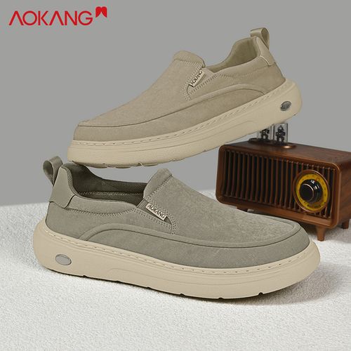 Aokang/奥康官方正品男士舒适休闲百搭透气软底低帮一脚蹬布鞋主图
