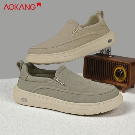 Aokang/奥康官方正品男士舒适休闲百搭透气软底低帮一脚蹬布鞋