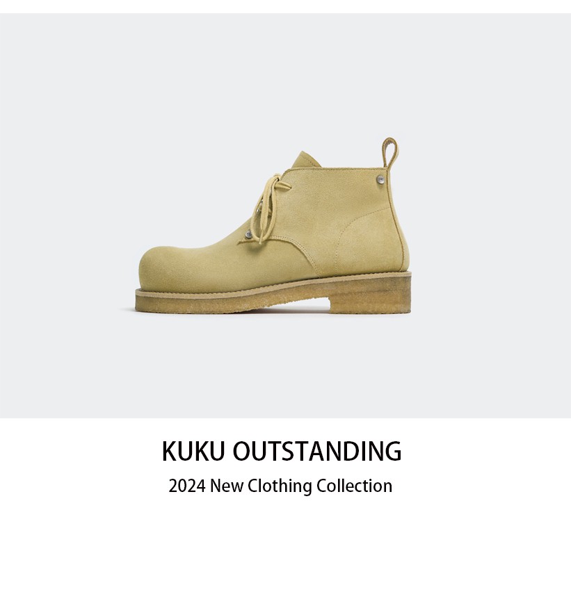 KUKU美式复古米奇圆头内里增高马丁靴大头鞋Cleanfit磨砂德比鞋男主图