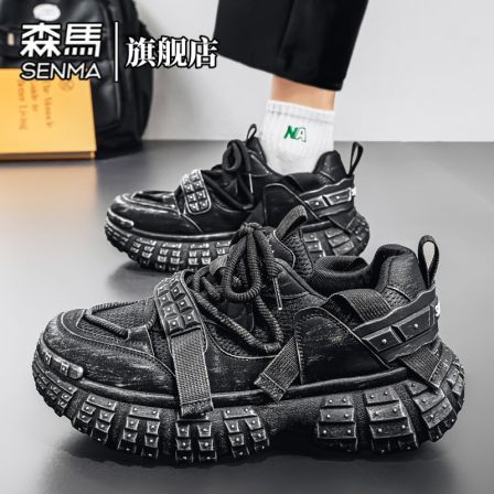 森马男鞋春季新款轮胎底增高防滑老爹鞋时尚百搭耐脏休闲低帮潮鞋