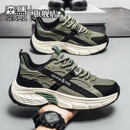 森马男鞋春季新款厚底增高百搭休闲鞋户外运动老爹鞋防滑轻跑鞋男