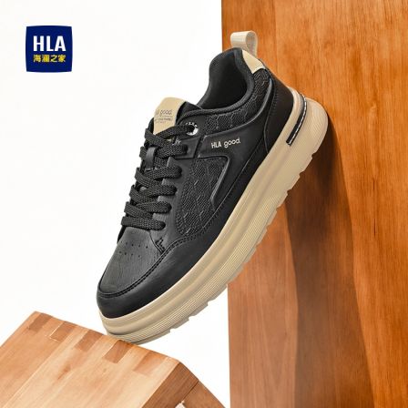HLA/海澜之家男鞋新款春夏时尚耐磨板鞋增高鞋男士皮革百搭休闲鞋