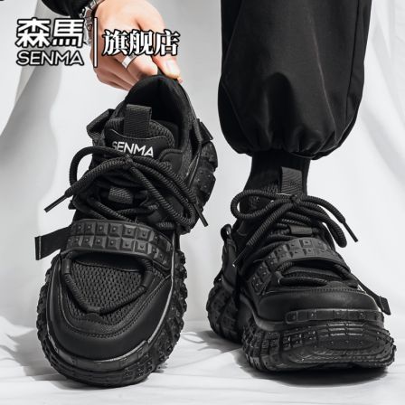 森马男鞋春季潮流网面轻便运动鞋学生时尚百搭耐脏防滑增高老爹鞋