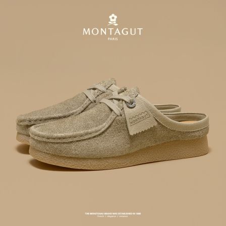 梦特娇时尚潮流百搭舒适鞋子防滑耐磨简约半拖轻便真皮一脚蹬