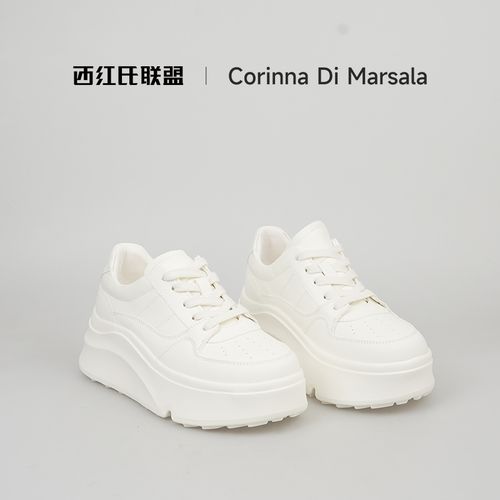 【西红氏联盟】26年春季新款厚底增高真皮休闲鞋女小白鞋主图