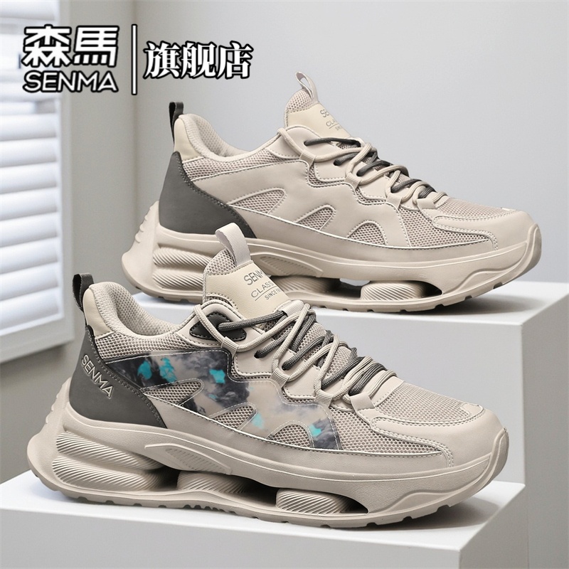 男鞋春季时尚百搭增高减震老爹鞋男士舒适个性低帮休闲轻跑鞋主图