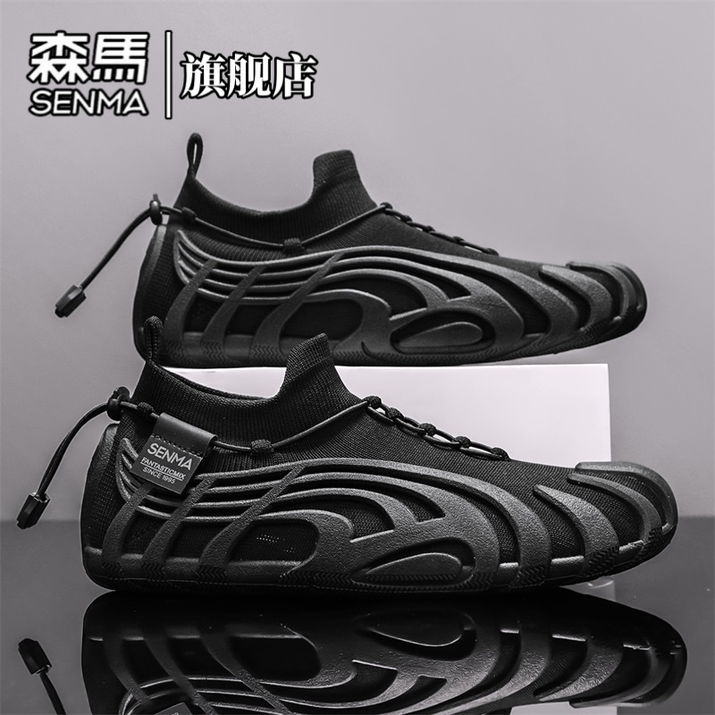 森马男鞋春季新款飞织网面透气休闲运动鞋轻便潮流百搭袜子老爹鞋主图