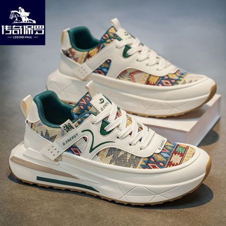 传奇保罗男鞋春季2026新款透气潮流厚底运动鞋青少年休闲老爹潮鞋