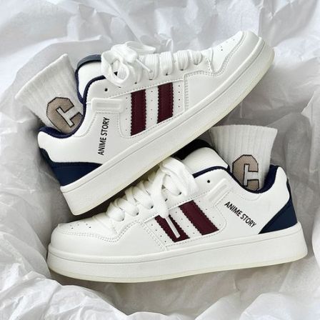 国潮ins小众厚鞋舌休闲面包鞋男鞋2026新款情侣滑板鞋低帮小白鞋