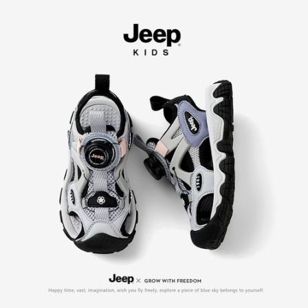 jeep男童凉鞋包头防撞夏季女童镂空运动软底儿童鞋防滑涉水溯溪鞋