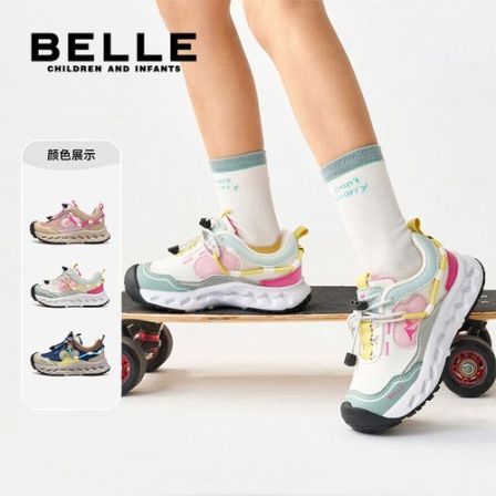 百丽儿童运动鞋2026春季新款男女童鞋透气专业跑步鞋 L6C509 LJ