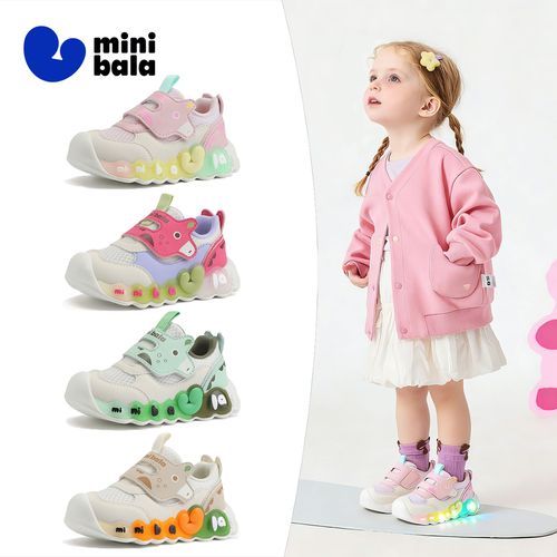 迷你巴拉巴拉儿童鞋子2026春季新款女童轻便学步鞋透气发光运动鞋主图