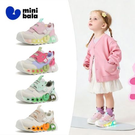 迷你巴拉巴拉儿童鞋子2026春季新款女童轻便学步鞋透气发光运动鞋