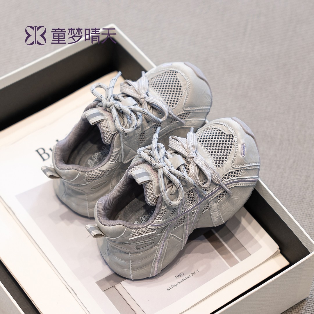 童梦晴天女童鞋子2026春季儿童运动鞋男童网面软底厚底轻便魔术贴主图