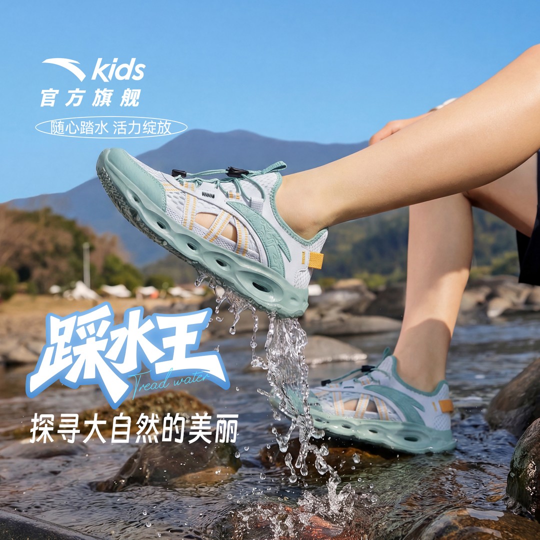 【踩水王包头凉鞋】安踏儿童男女童沙滩鞋2026夏季速干溯溪防滑鞋子主图