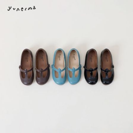 允儿妈女童春季小众牛皮魔术贴小皮鞋女孩复古公主鞋儿童鞋子单鞋