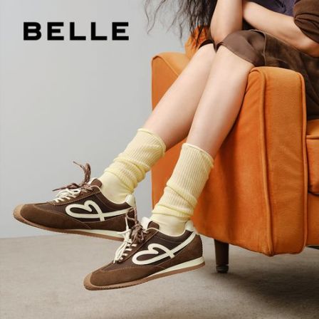 【百丽】百丽时尚流心糖女软底撞色休闲舒适阿甘鞋E7H1DCM5