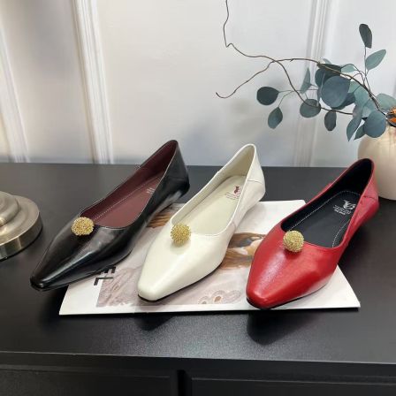 【Timelesss】2026春季新款扣件牛皮百搭气低跟内增高浅口单鞋4cm