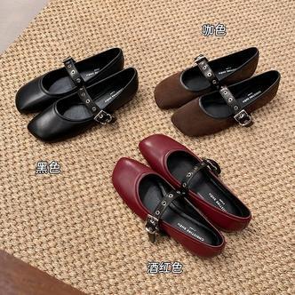 【苏茵茵】柏林女士~超软小羊皮方头扣带平底单鞋玛丽珍鞋E5401012