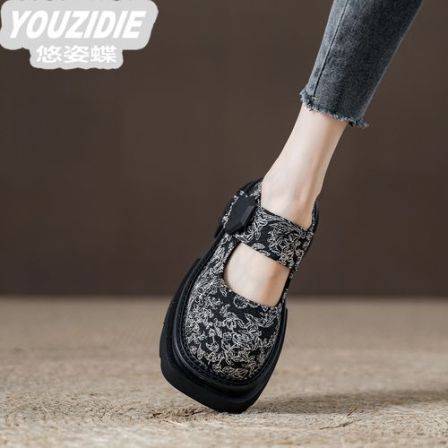 YOUZIDIE国风厚底显脚小玛丽珍乐福小皮鞋女款单鞋2025年新款魔术