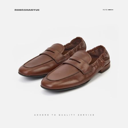 Rongshanyue老钱风孟克鞋一脚蹬单鞋女乐福鞋穆勒鞋豆豆鞋B1586