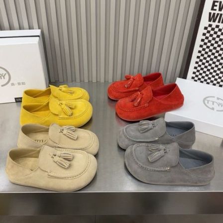 广州欧货【首尔街】早春萌头真皮3cm日系复古软底大头勃肯鞋