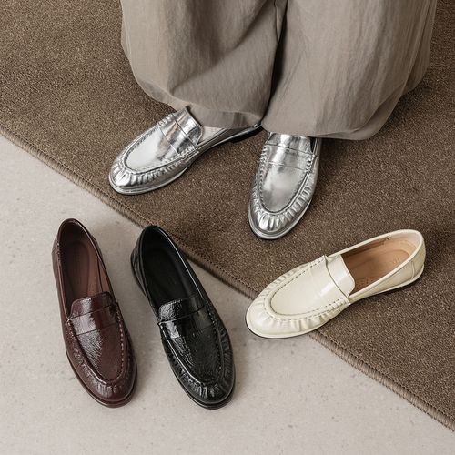 羊皮~2cm复古深口乐福鞋软底休闲一脚蹬懒人鞋平底单鞋女真皮女鞋主图