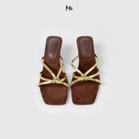 【罗马鞋】法式方头纯欲坡跟凉鞋女士百搭时尚休闲鞋子MEHS0689