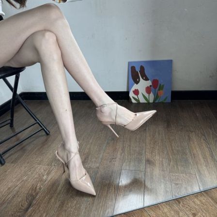 裸色高跟鞋女不累脚高级感细跟单鞋夏季黑色凉鞋女款2025新款爆款