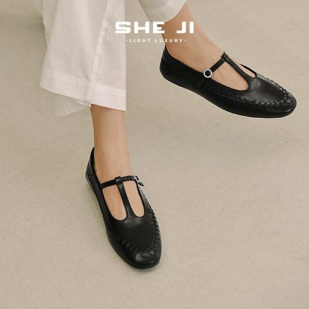 SHEJI奢季 英伦平底复古玛丽珍两穿小单鞋