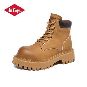 Lee Cooper冬季新款马丁靴复古擦色大黄靴短靴厚底增高显瘦女靴