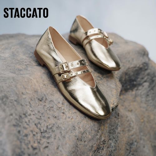 思加图春季新款小金船芭蕾舞鞋玛丽珍鞋女EA918AQ5主图