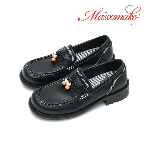 玛速主义2026年春季新款厚底粗跟乐福鞋复古百搭小皮鞋一脚蹬单鞋主图