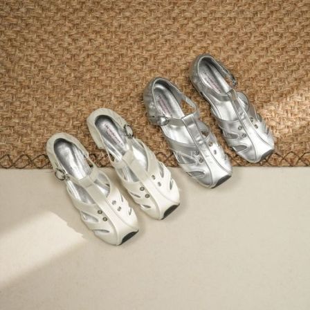 Dannyfrey丹尼芙蕾春夏韩系芭蕾风系带透气内增高玛丽珍凉鞋3CM