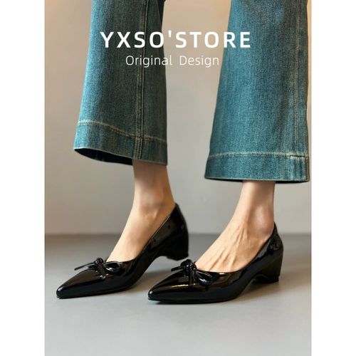 羊皮版~内增高尖头蝴蝶结优雅浅口单鞋小个子百搭温柔气质小单鞋主图