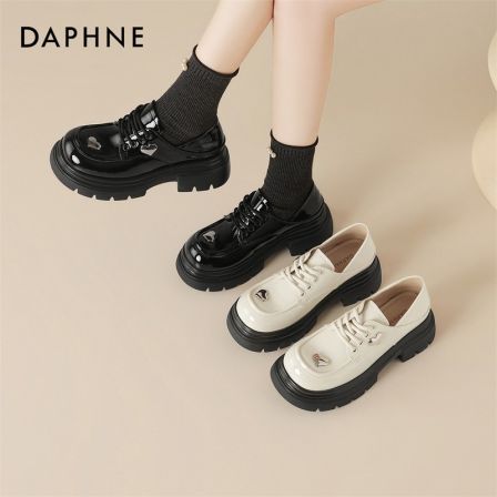 达芙妮乐福鞋2026早春新款休闲约会厚底显瘦经典百搭时尚气质女鞋